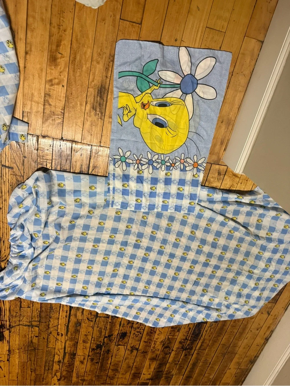Vintage 90s Tweety Bird Twin Bedding Flat Sheet, fitted sheet, and Pillow Case